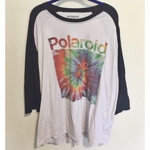 Oversized Polaroid Tie Dye 3/4 Sleeve Shirt